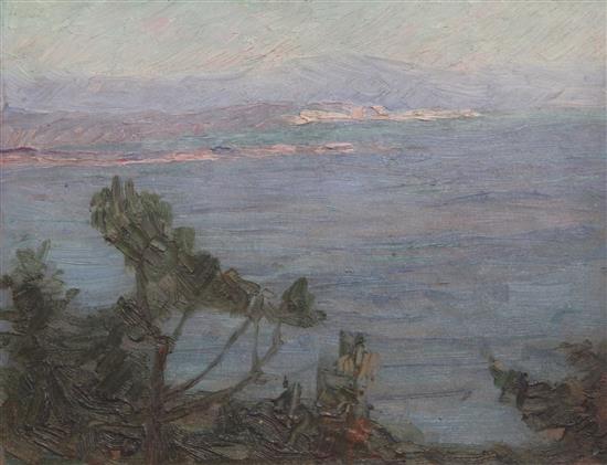 Konstantinos Maleas (1879-1928) Coastal landscape, 7.5 x 9.5in.